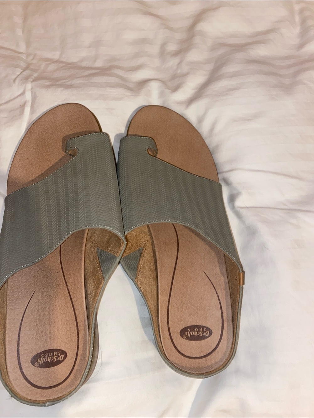 Dr. Scholl's Olive-Taupe Wide Strap Slide Sandals